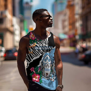 Personalized Botswana Independence Day Men Tank Top Kalahari Devils Claw Zebra With Arican Pattern - African Pride