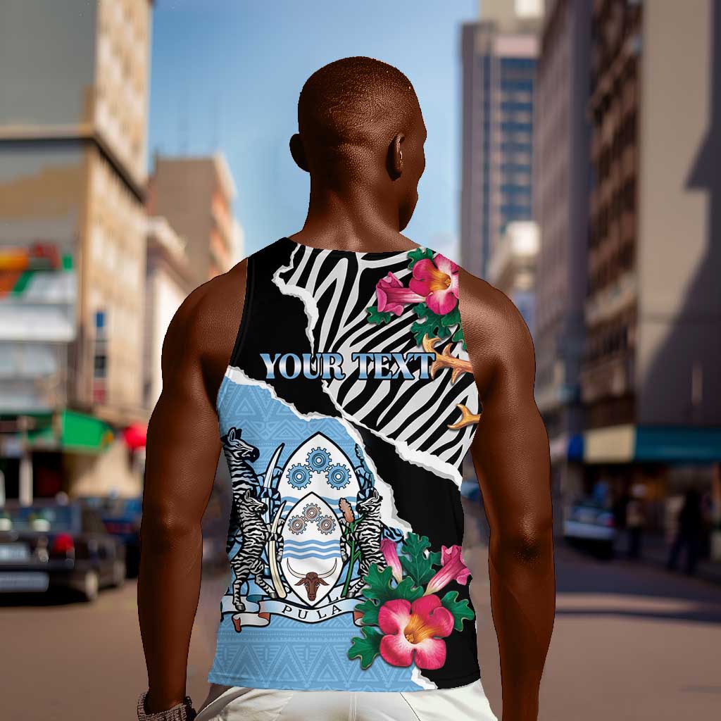 Personalized Botswana Independence Day Men Tank Top Kalahari Devils Claw Zebra With Arican Pattern - African Pride