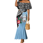 Personalized Botswana Independence Day Mermaid Dress Kalahari Devils Claw Zebra With Arican Pattern - African Pride