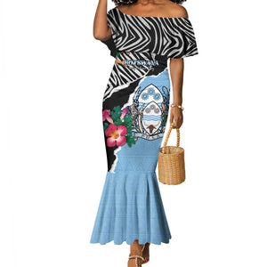 Personalized Botswana Independence Day Mermaid Dress Kalahari Devils Claw Zebra With Arican Pattern - African Pride
