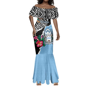 Personalized Botswana Independence Day Mermaid Dress Kalahari Devils Claw Zebra With Arican Pattern - African Pride