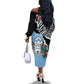 Personalized Botswana Independence Day Off The Shoulder Long Sleeve Dress Kalahari Devils Claw Zebra With Arican Pattern - African Pride