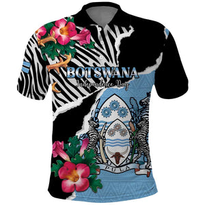 Personalized Botswana Independence Day Polo Shirt Kalahari Devils Claw Zebra With Arican Pattern - African Pride
