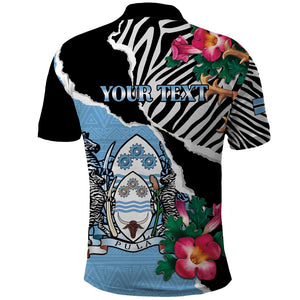 Personalized Botswana Independence Day Polo Shirt Kalahari Devils Claw Zebra With Arican Pattern - African Pride