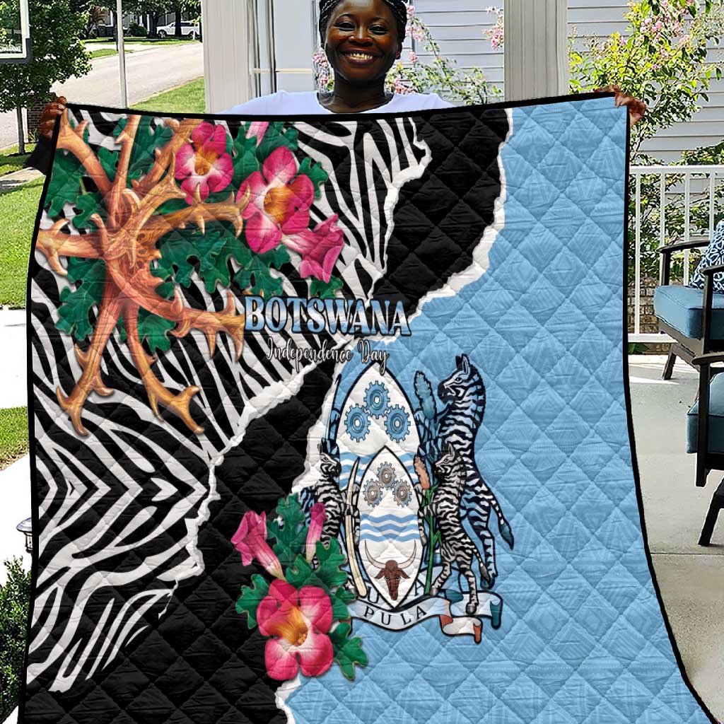 Botswana Independence Day Quilt Kalahari Devils Claw Zebra With Arican Pattern - African Pride