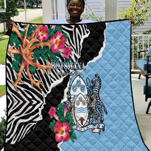 Botswana Independence Day Quilt Kalahari Devils Claw Zebra With Arican Pattern - African Pride