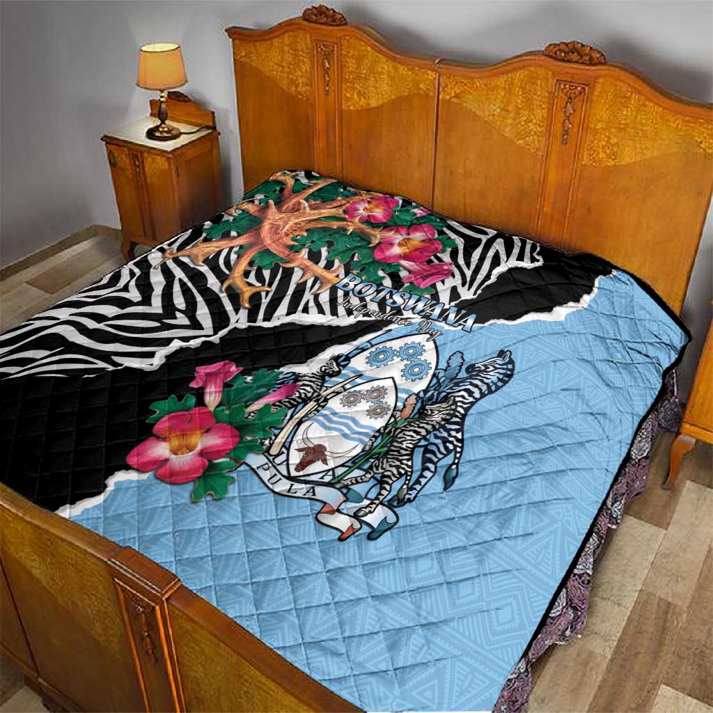Botswana Independence Day Quilt Kalahari Devils Claw Zebra With Arican Pattern - African Pride