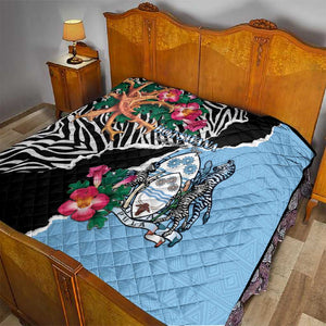 Botswana Independence Day Quilt Kalahari Devils Claw Zebra With Arican Pattern - African Pride