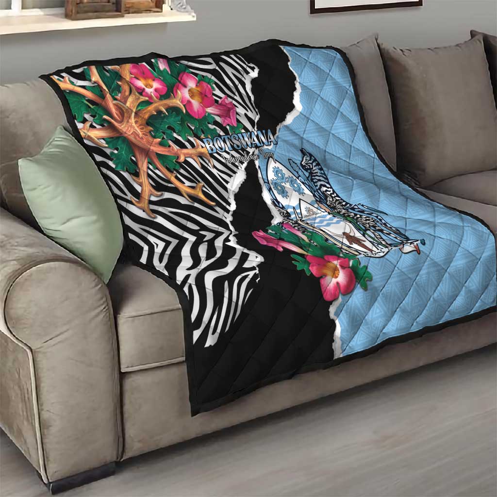 Botswana Independence Day Quilt Kalahari Devils Claw Zebra With Arican Pattern - African Pride