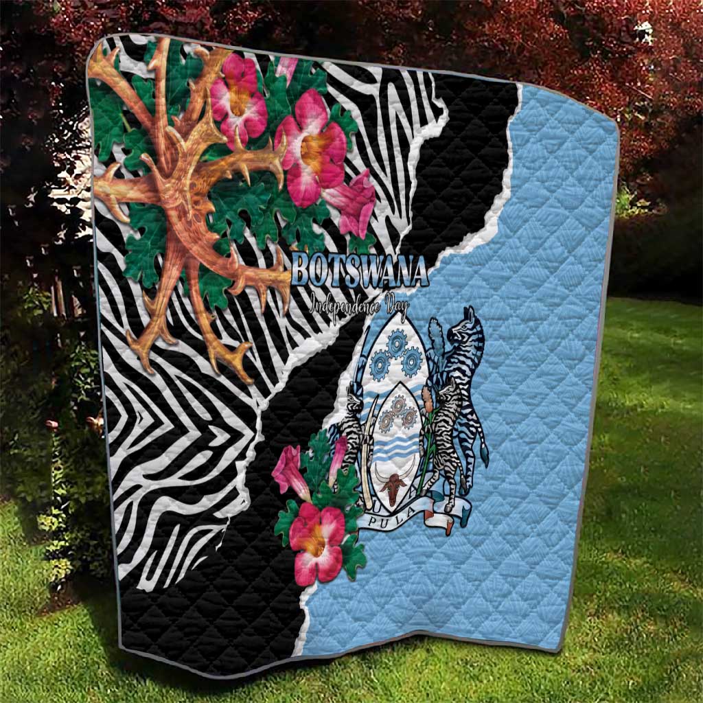 Botswana Independence Day Quilt Kalahari Devils Claw Zebra With Arican Pattern - African Pride