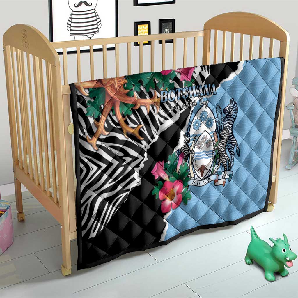 Botswana Independence Day Quilt Kalahari Devils Claw Zebra With Arican Pattern - African Pride