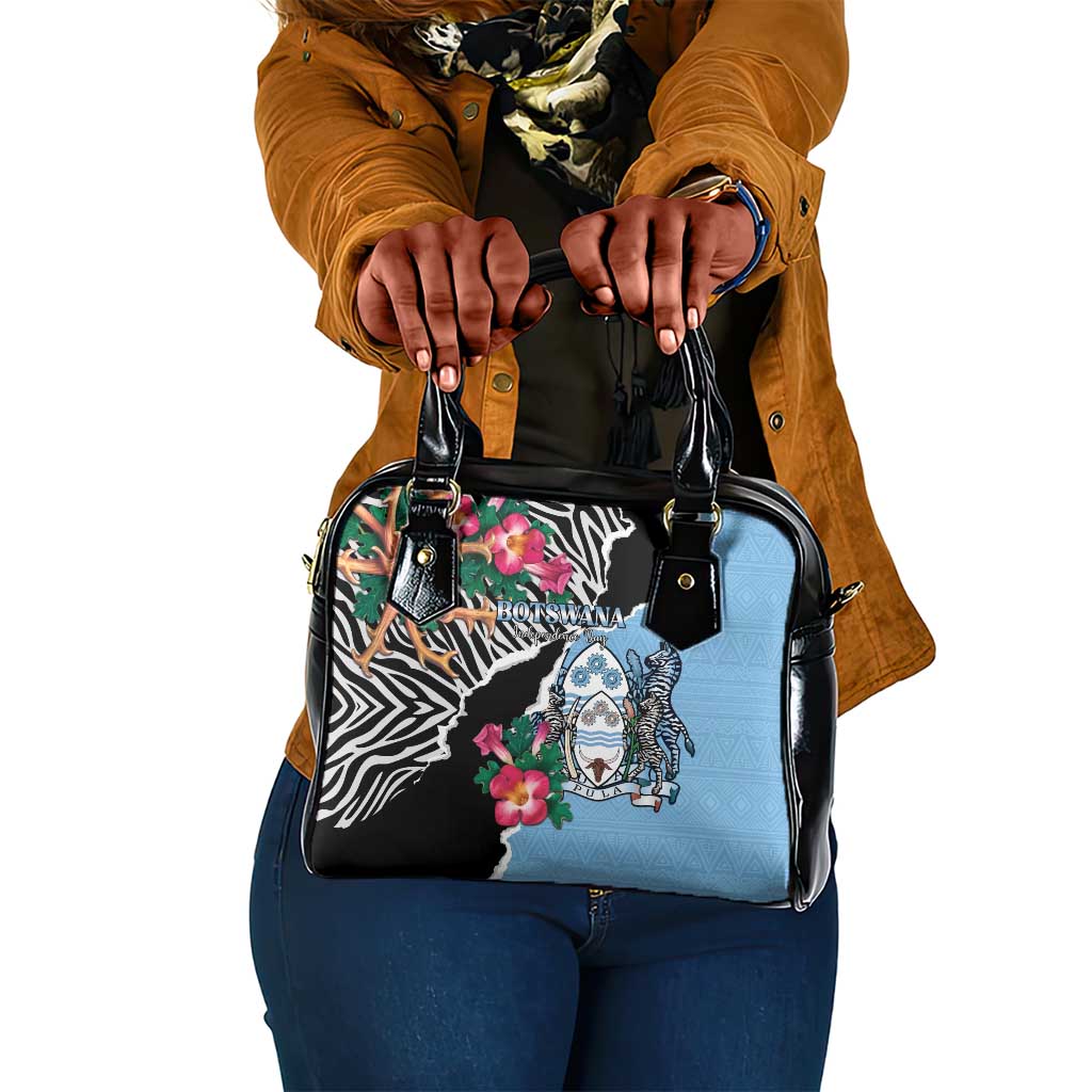 Botswana Independence Day Shoulder Handbag Kalahari Devils Claw Zebra With Arican Pattern - African Pride