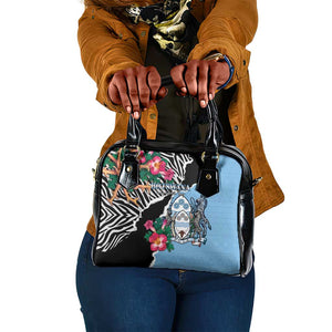 Botswana Independence Day Shoulder Handbag Kalahari Devils Claw Zebra With Arican Pattern - African Pride
