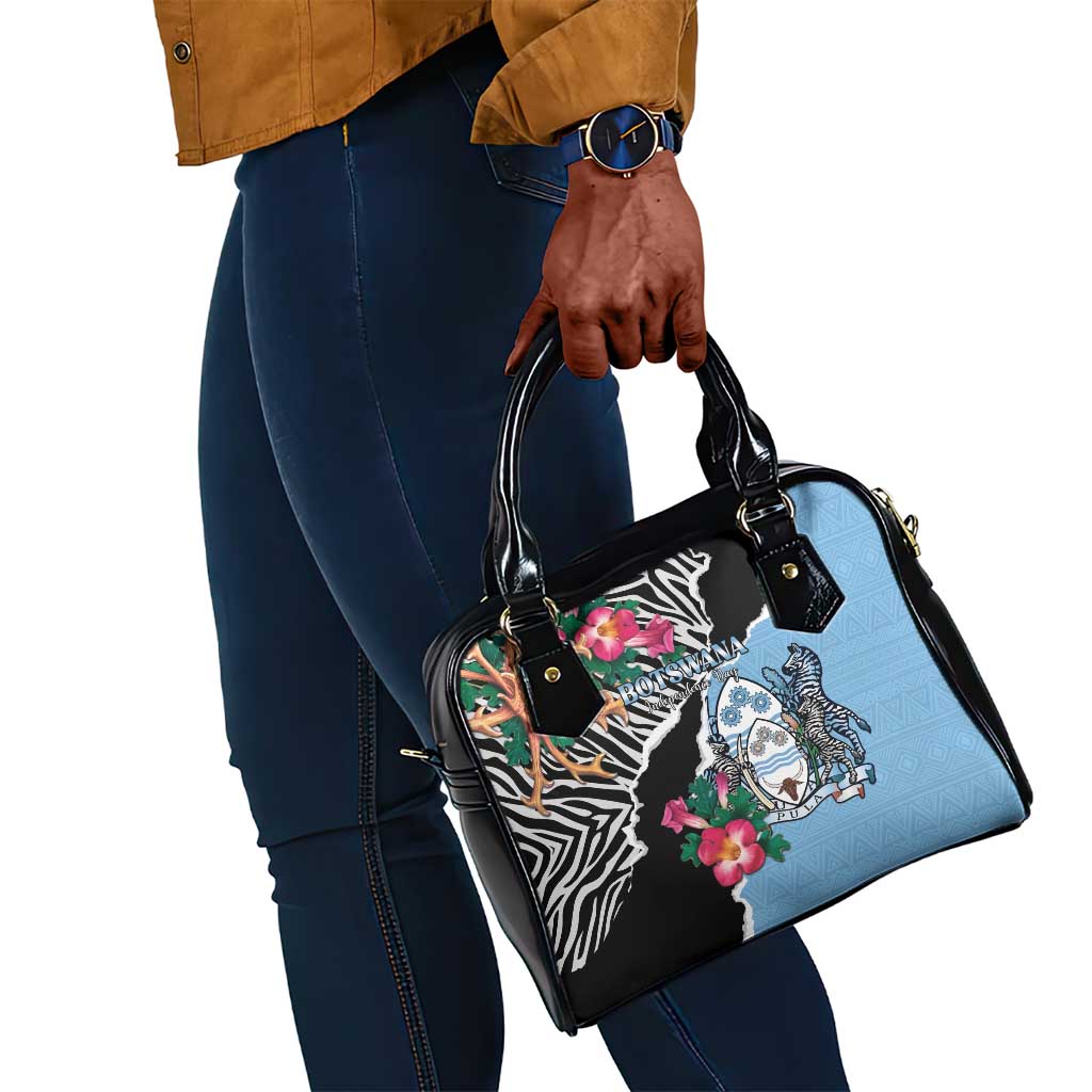 Botswana Independence Day Shoulder Handbag Kalahari Devils Claw Zebra With Arican Pattern - African Pride