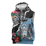 Personalized Botswana Independence Day Sleeveless Hoodie Kalahari Devils Claw Zebra With Arican Pattern - African Pride