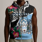 Personalized Botswana Independence Day Sleeveless Zip Hoodie Kalahari Devils Claw Zebra With Arican Pattern - African Pride