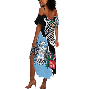 Personalized Botswana Independence Day Summer Maxi Dress Kalahari Devils Claw Zebra With Arican Pattern - African Pride