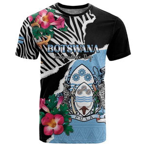 Personalized Botswana Independence Day T shirt Kalahari Devils Claw Zebra With Arican Pattern - African Pride