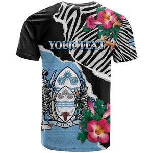 Personalized Botswana Independence Day T shirt Kalahari Devils Claw Zebra With Arican Pattern - African Pride