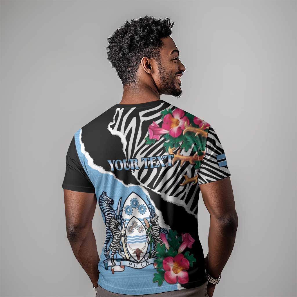 Personalized Botswana Independence Day T shirt Kalahari Devils Claw Zebra With Arican Pattern - African Pride