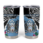Personalized Botswana Independence Day Tumbler Cup Kalahari Devils Claw Zebra With Arican Pattern - African Pride