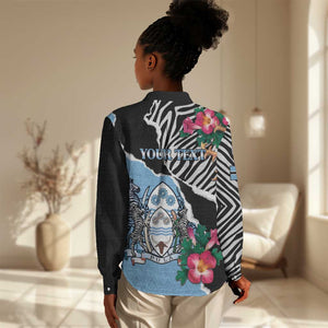 Personalized Botswana Independence Day Women Casual Shirt Kalahari Devils Claw Zebra With Arican Pattern - African Pride