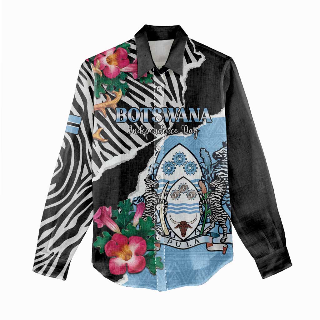 Personalized Botswana Independence Day Women Casual Shirt Kalahari Devils Claw Zebra With Arican Pattern - African Pride