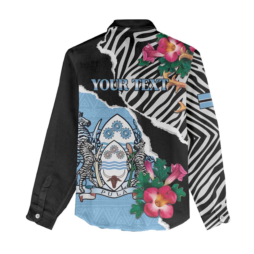 Personalized Botswana Independence Day Women Casual Shirt Kalahari Devils Claw Zebra With Arican Pattern - African Pride