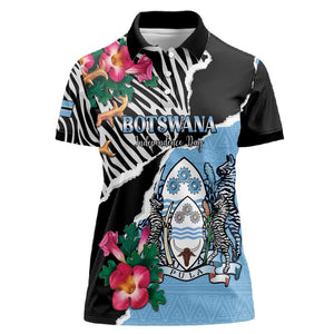 Personalized Botswana Independence Day Women Polo Shirt Kalahari Devils Claw Zebra With Arican Pattern - African Pride
