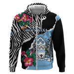 Personalized Botswana Independence Day Zip Hoodie Kalahari Devils Claw Zebra With Arican Pattern - African Pride