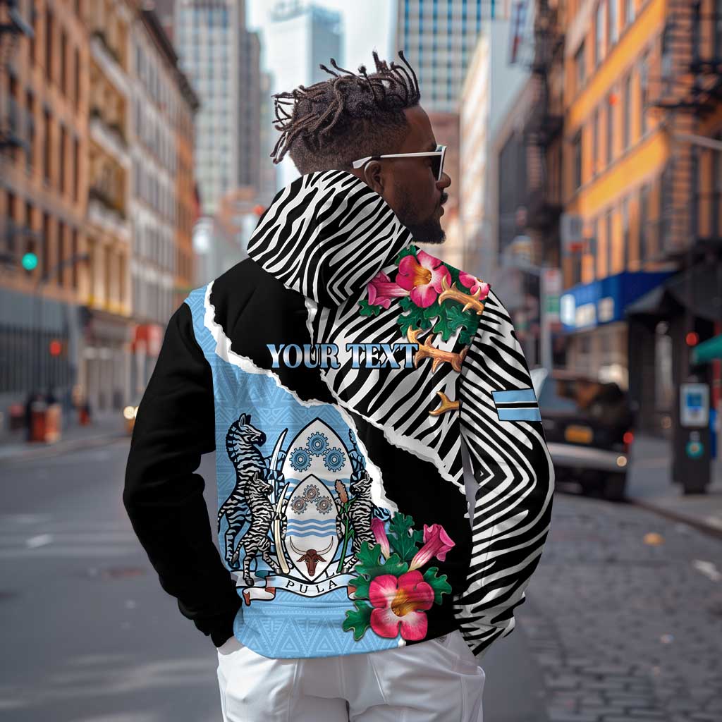 Personalized Botswana Independence Day Zip Hoodie Kalahari Devils Claw Zebra With Arican Pattern - African Pride