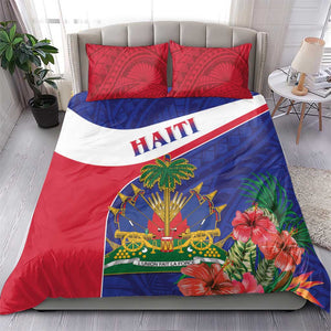 Haiti Neg Marron Bedding Set Ayiti Map - Hibiscus Polynesian Pattern - African Pride