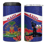 Haiti Neg Marron 4 in 1 Can Cooler Tumbler Ayiti Map - Hibiscus Polynesian Pattern - African Pride