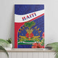Haiti Neg Marron Canvas Wall Art Ayiti Map - Hibiscus Polynesian Pattern - African Pride