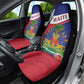 Haiti Neg Marron Car Seat Cover Ayiti Map - Hibiscus Polynesian Pattern - African Pride