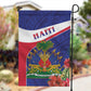 Haiti Neg Marron Garden Flag Ayiti Map - Hibiscus Polynesian Pattern - African Pride