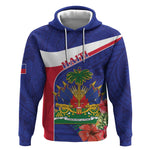 Haiti Neg Marron Hoodie Ayiti Map - Hibiscus Polynesian Pattern - African Pride