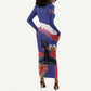 Haiti Neg Marron Long Sleeve Bodycon Dress Ayiti Map - Hibiscus Polynesian Pattern - African Pride