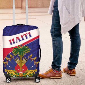 Haiti Neg Marron Luggage Cover Ayiti Map - Hibiscus Polynesian Pattern - African Pride
