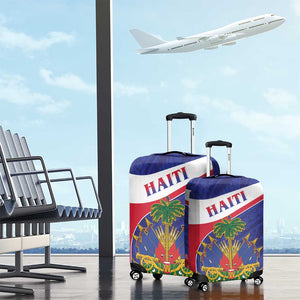 Haiti Neg Marron Luggage Cover Ayiti Map - Hibiscus Polynesian Pattern - African Pride