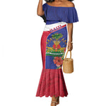 Haiti Neg Marron Mermaid Dress Ayiti Map - Hibiscus Polynesian Pattern - African Pride
