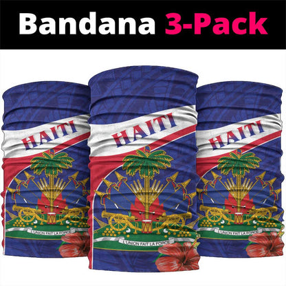 Haiti Neg Marron Neck Gaiter Ayiti Map - Hibiscus Polynesian Pattern - African Pride