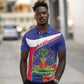Haiti Neg Marron Polo Shirt Ayiti Map - Hibiscus Polynesian Pattern - African Pride