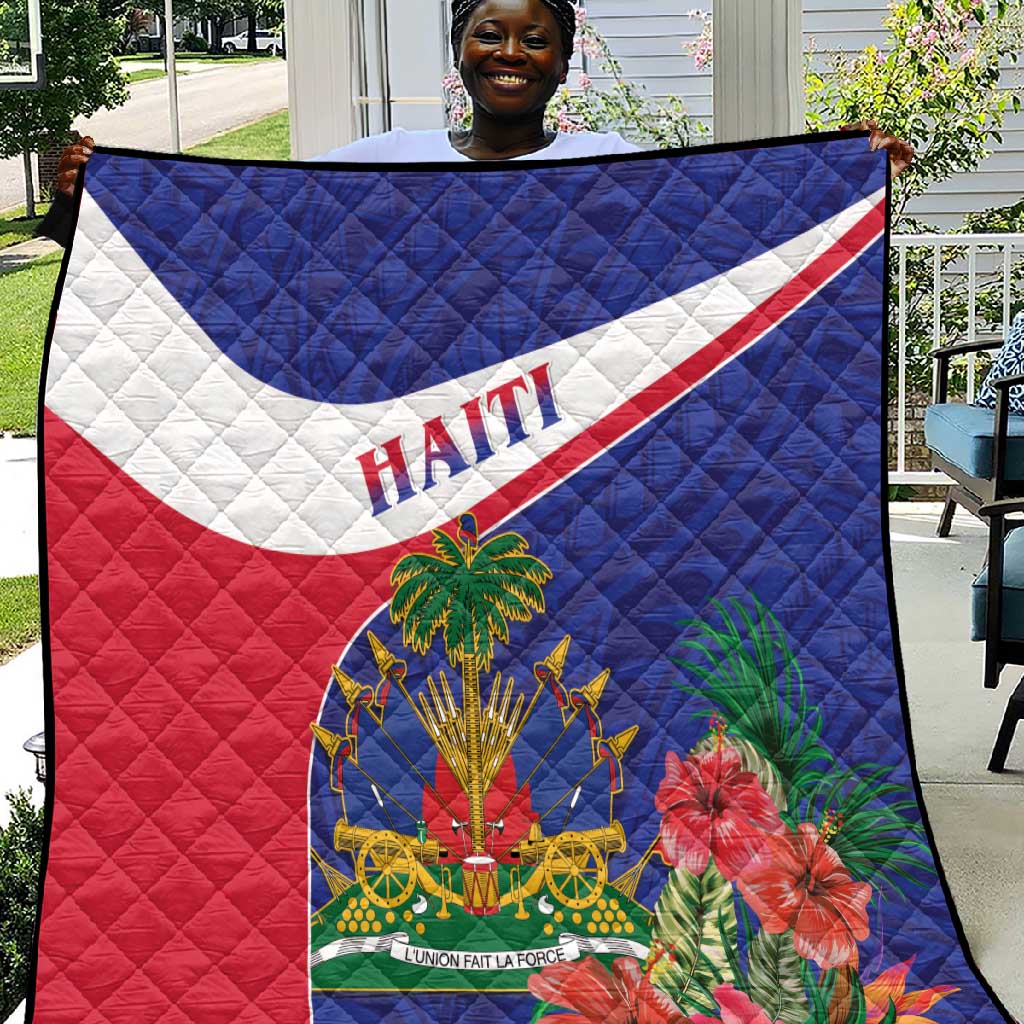 Haiti Neg Marron Quilt Ayiti Map - Hibiscus Polynesian Pattern - African Pride