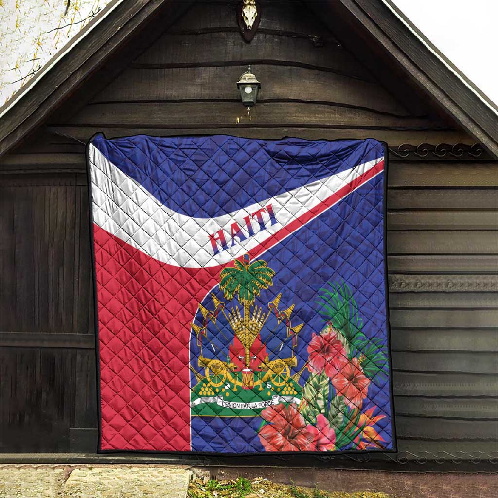 Haiti Neg Marron Quilt Ayiti Map - Hibiscus Polynesian Pattern - African Pride