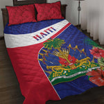 Haiti Neg Marron Quilt Bed Set Ayiti Map - Hibiscus Polynesian Pattern - African Pride
