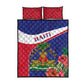 Haiti Neg Marron Quilt Bed Set Ayiti Map - Hibiscus Polynesian Pattern - African Pride