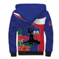 Haiti Neg Marron Sherpa Hoodie Ayiti Map - Hibiscus Polynesian Pattern - African Pride