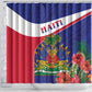 Haiti Neg Marron Shower Curtain Ayiti Map - Hibiscus Polynesian Pattern - African Pride