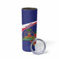 Haiti Neg Marron Skinny Tumbler Ayiti Map - Hibiscus Polynesian Pattern - African Pride
